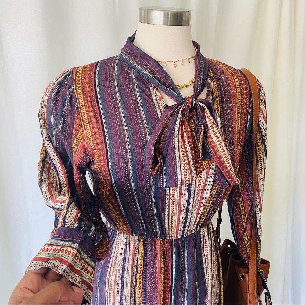 Boho Midi Multicolor Cottagecore Dress